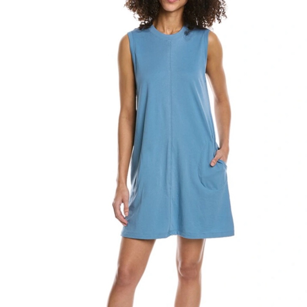 ATM Anthony Thomas Melillo Seamed Tank Blue Teal Sm Relaxed Shift Pullover Dress